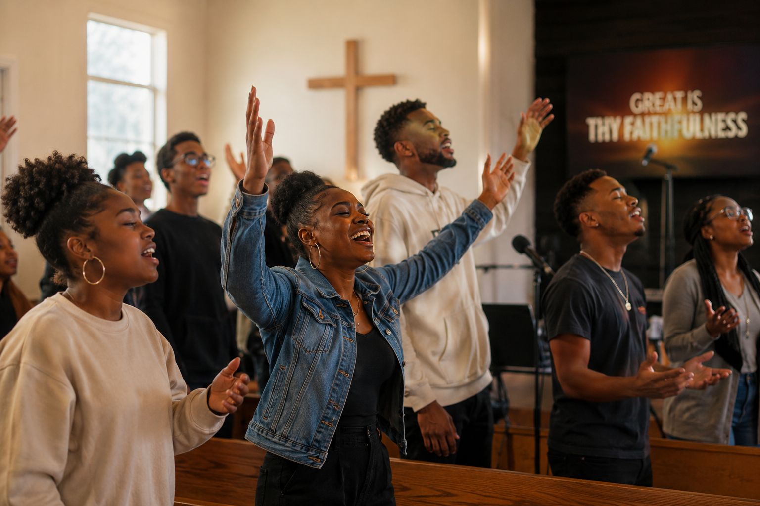 Congregation in worship